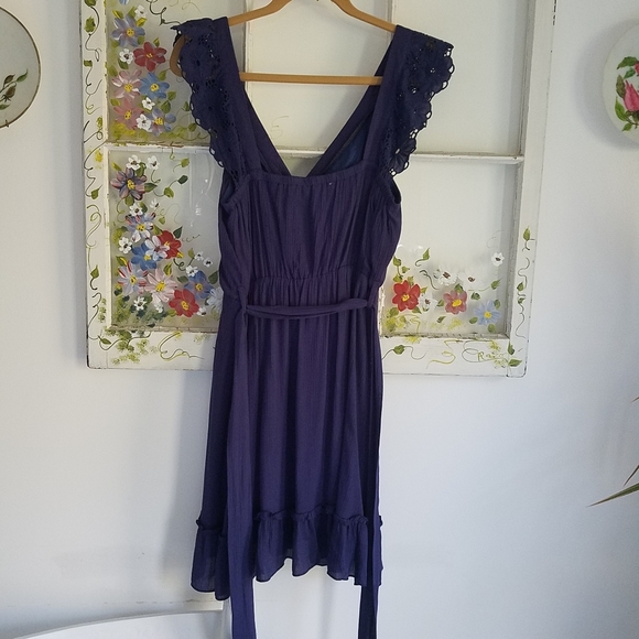 She+Sky Summer Sun Dress Lace Ruffles Purple - Picture 2 of 10